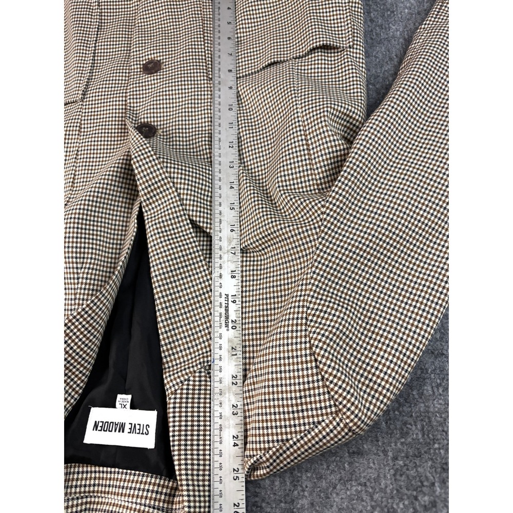 Steve Madden Houndstooth Blazer Jacket Women's XL Brown Black Check Two Button - Picture 6 of 12